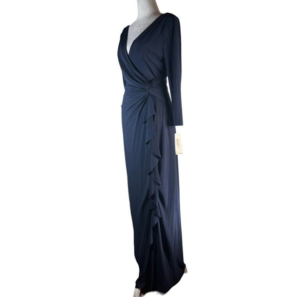 LAUREN RALPH LAUREN NEW Sz 6 Womens Navy Blue Formal Evening Gown Maxi Dress - Picture 8 of 15